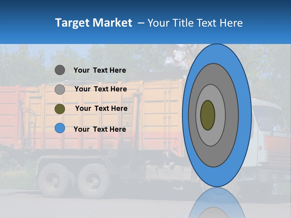 A Yellow And Orange Truck Parked On The Side Of A Road PowerPoint Template