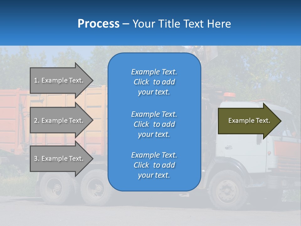 A Yellow And Orange Truck Parked On The Side Of A Road PowerPoint Template