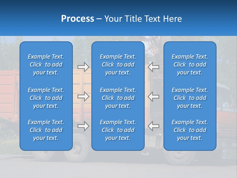 A Yellow And Orange Truck Parked On The Side Of A Road PowerPoint Template