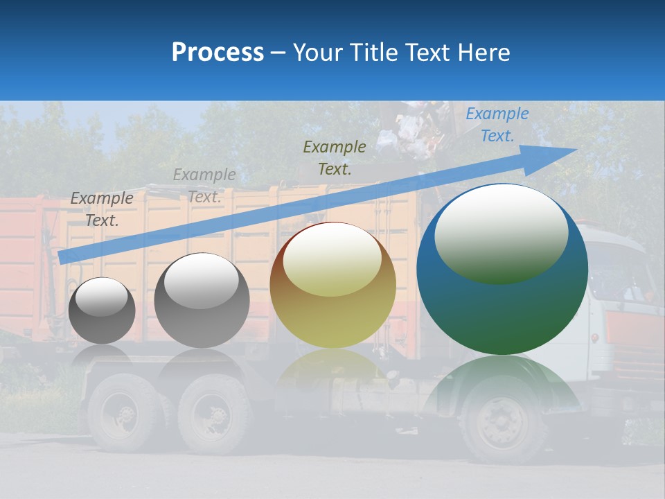 A Yellow And Orange Truck Parked On The Side Of A Road PowerPoint Template