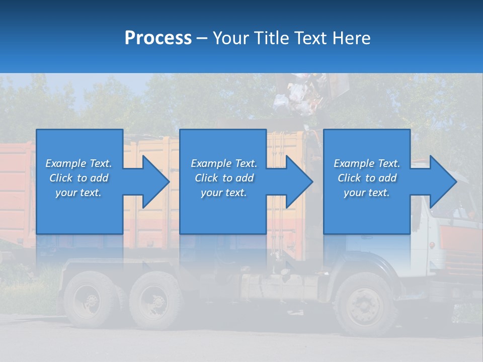 A Yellow And Orange Truck Parked On The Side Of A Road PowerPoint Template