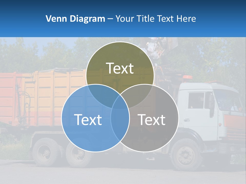 A Yellow And Orange Truck Parked On The Side Of A Road PowerPoint Template
