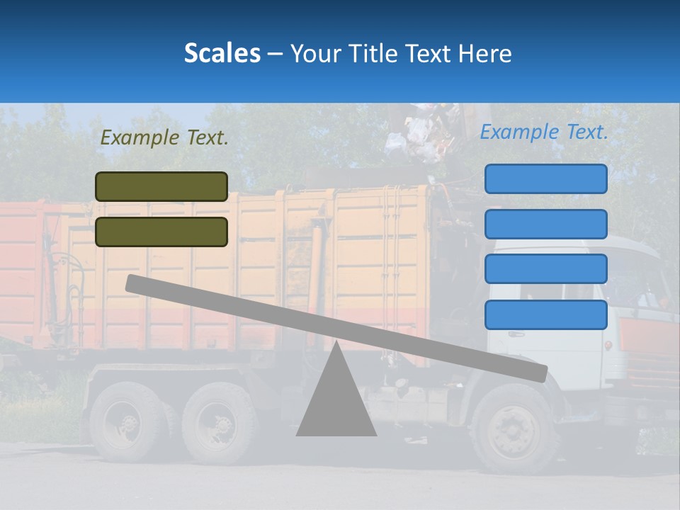 A Yellow And Orange Truck Parked On The Side Of A Road PowerPoint Template