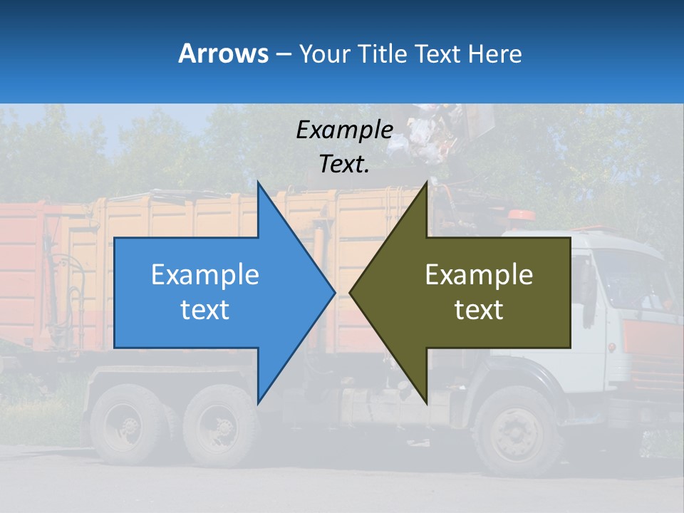 A Yellow And Orange Truck Parked On The Side Of A Road PowerPoint Template