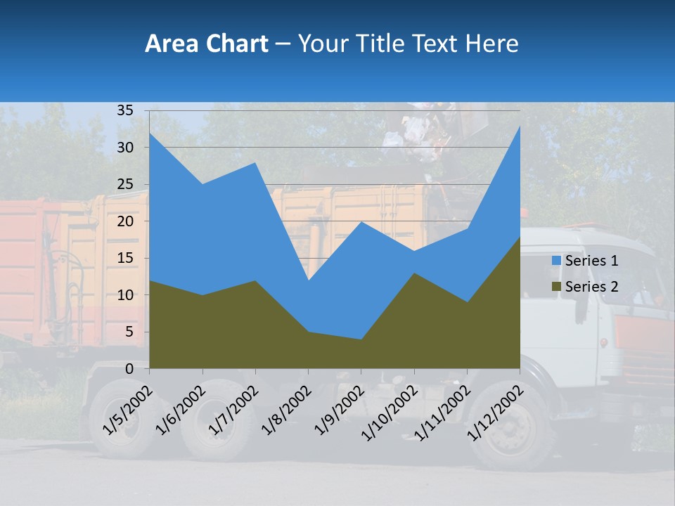 A Yellow And Orange Truck Parked On The Side Of A Road PowerPoint Template