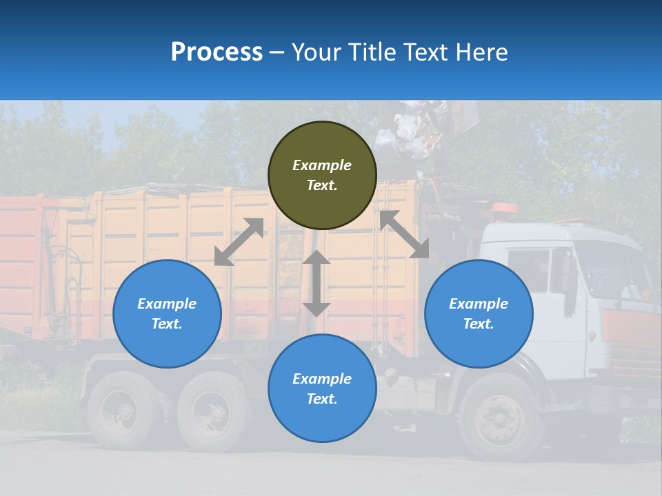 A Yellow And Orange Truck Parked On The Side Of A Road PowerPoint Template