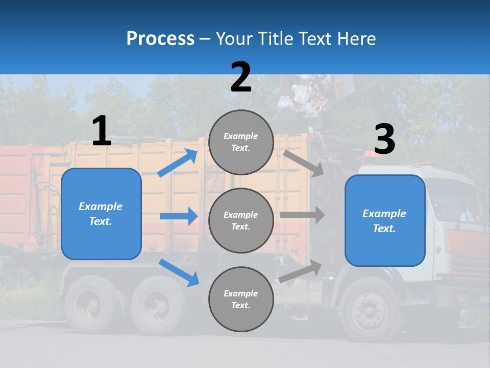 A Yellow And Orange Truck Parked On The Side Of A Road PowerPoint Template