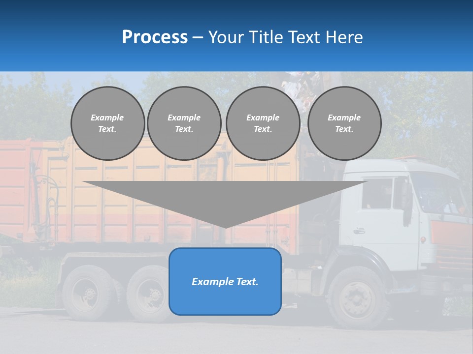 A Yellow And Orange Truck Parked On The Side Of A Road PowerPoint Template