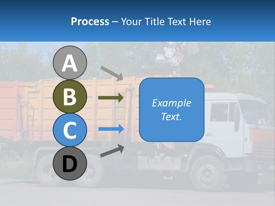 A Yellow And Orange Truck Parked On The Side Of A Road PowerPoint Template