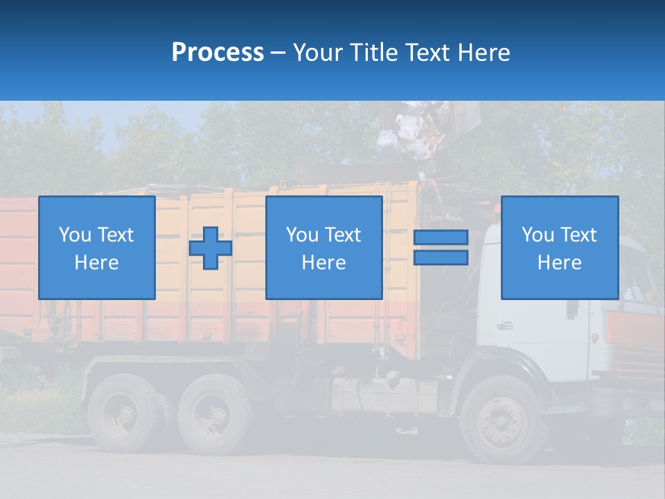 A Yellow And Orange Truck Parked On The Side Of A Road PowerPoint Template