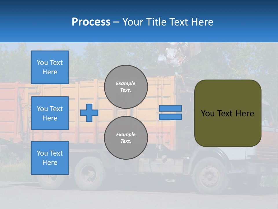 A Yellow And Orange Truck Parked On The Side Of A Road PowerPoint Template