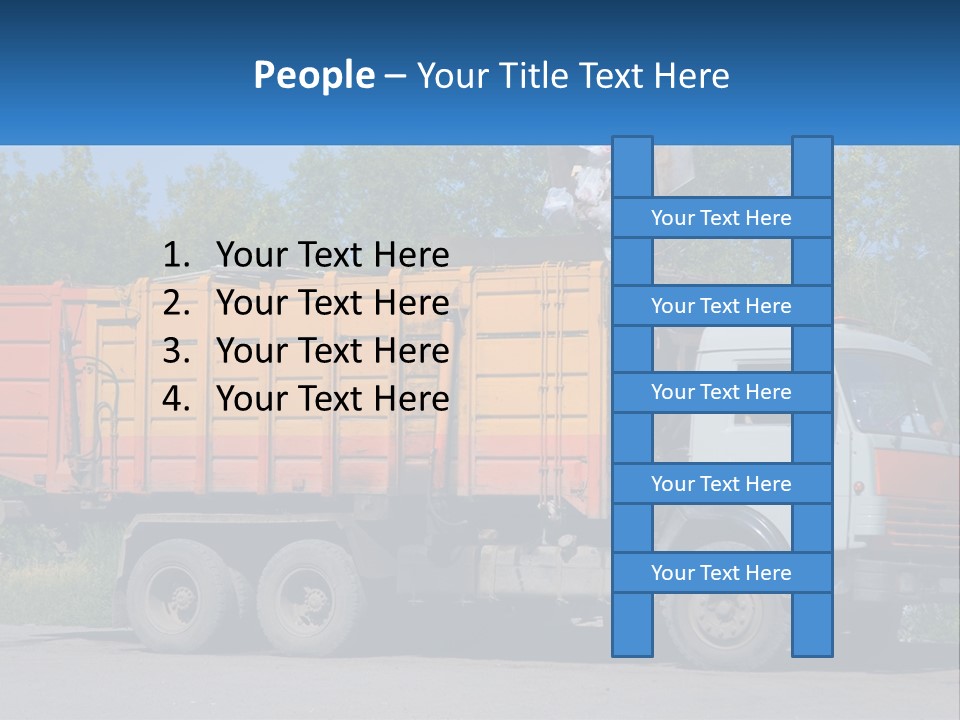 A Yellow And Orange Truck Parked On The Side Of A Road PowerPoint Template