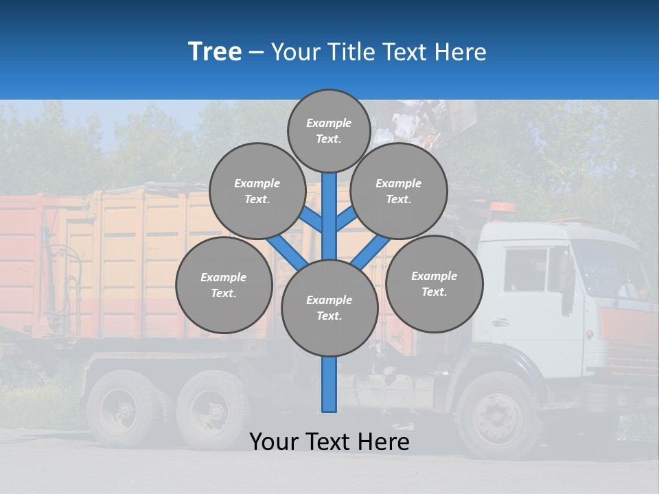 A Yellow And Orange Truck Parked On The Side Of A Road PowerPoint Template