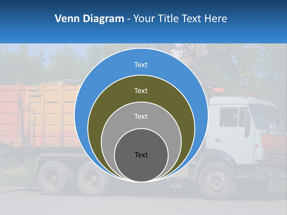 A Yellow And Orange Truck Parked On The Side Of A Road PowerPoint Template