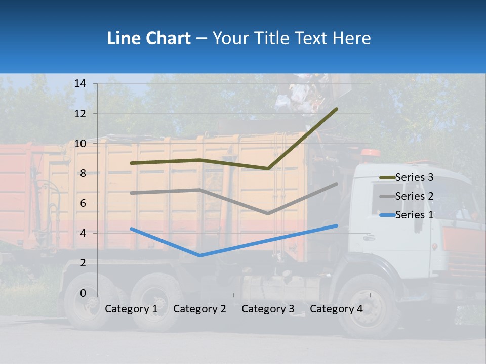 A Yellow And Orange Truck Parked On The Side Of A Road PowerPoint Template