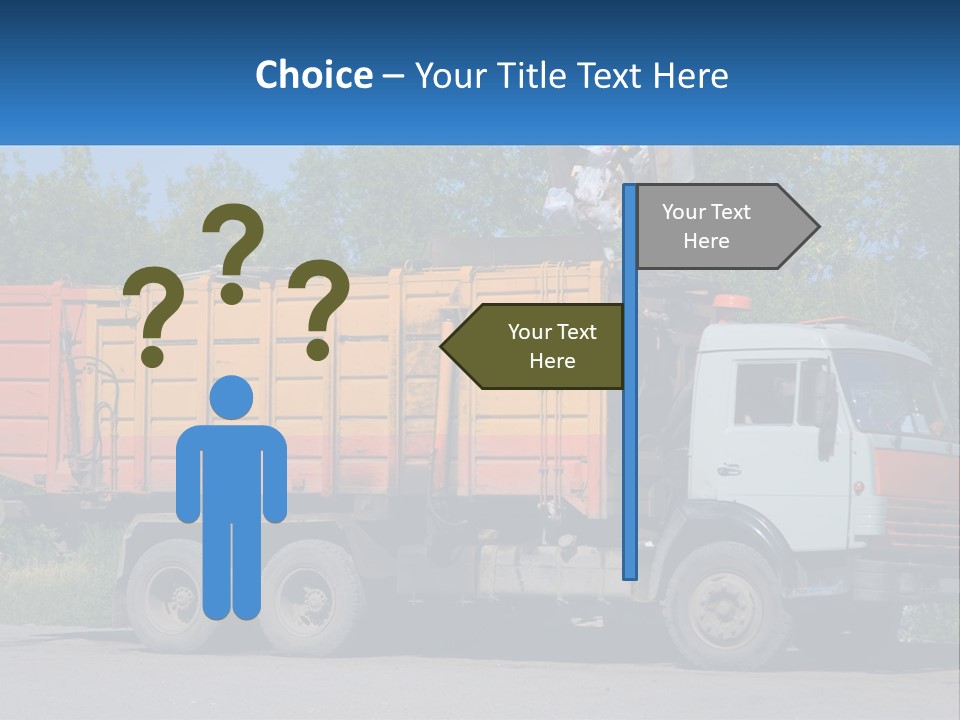 A Yellow And Orange Truck Parked On The Side Of A Road PowerPoint Template