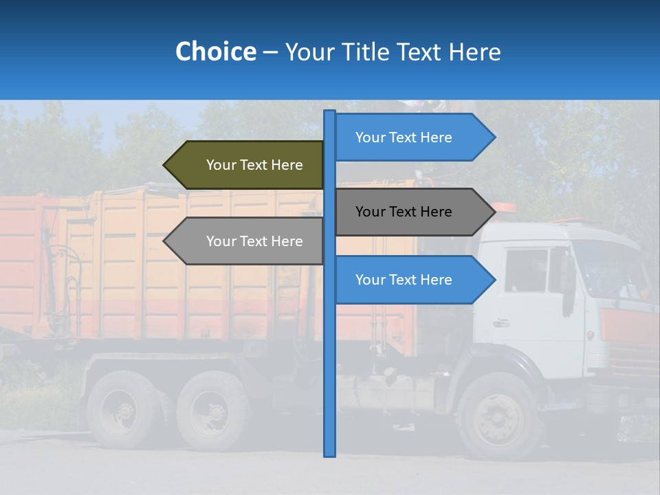 A Yellow And Orange Truck Parked On The Side Of A Road PowerPoint Template