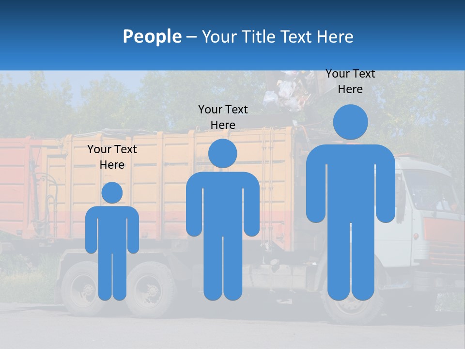 A Yellow And Orange Truck Parked On The Side Of A Road PowerPoint Template