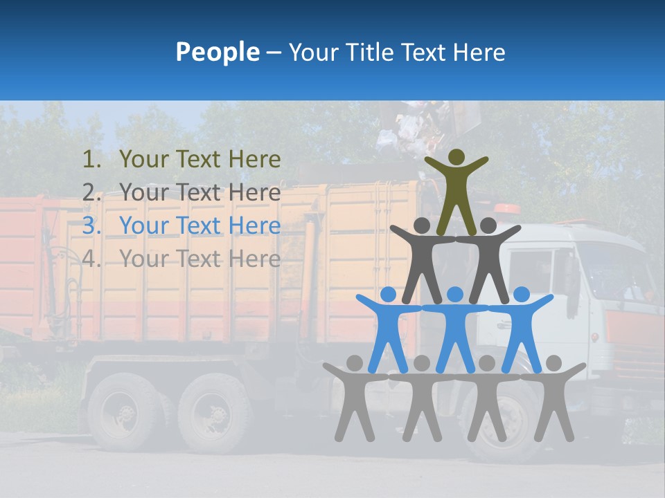 A Yellow And Orange Truck Parked On The Side Of A Road PowerPoint Template