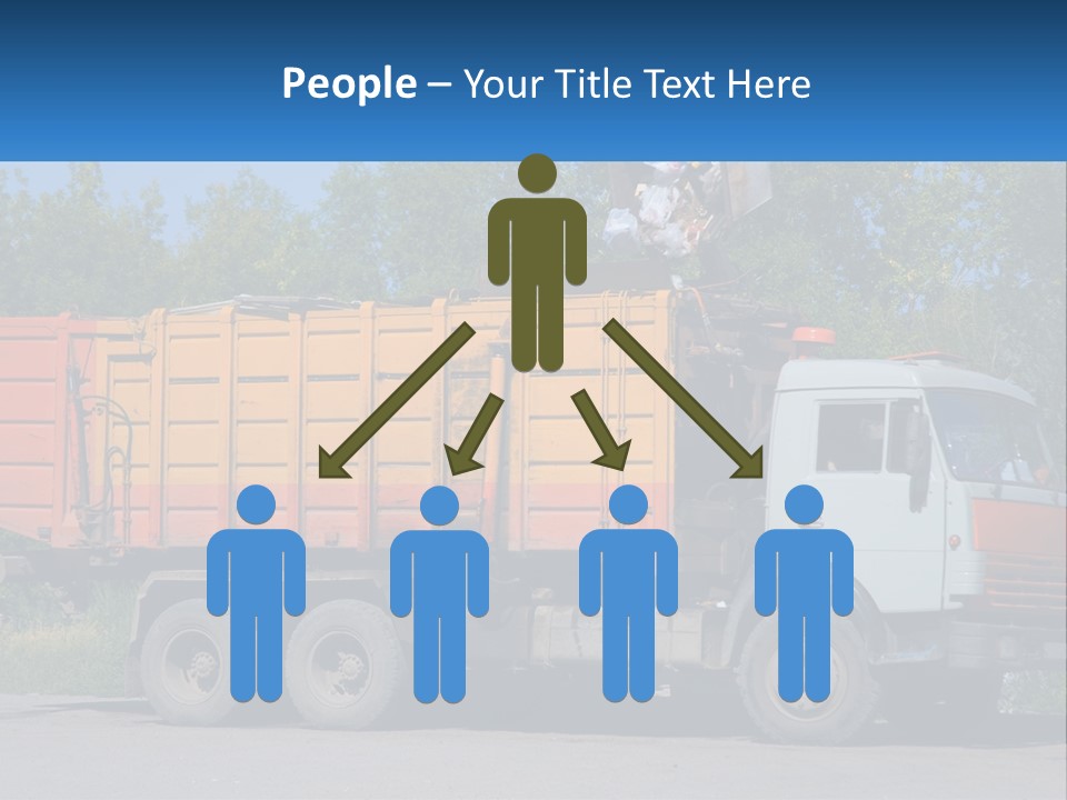 A Yellow And Orange Truck Parked On The Side Of A Road PowerPoint Template