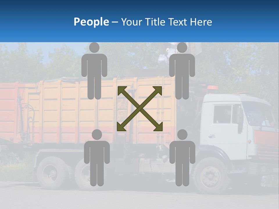 A Yellow And Orange Truck Parked On The Side Of A Road PowerPoint Template
