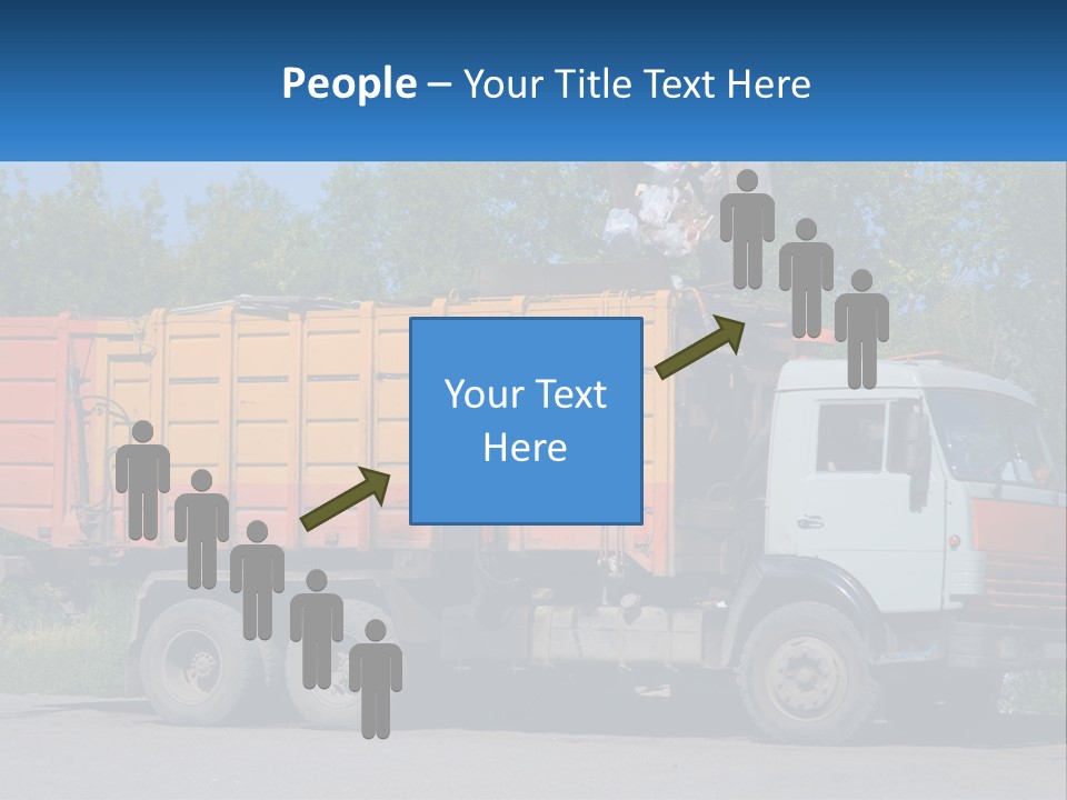A Yellow And Orange Truck Parked On The Side Of A Road PowerPoint Template