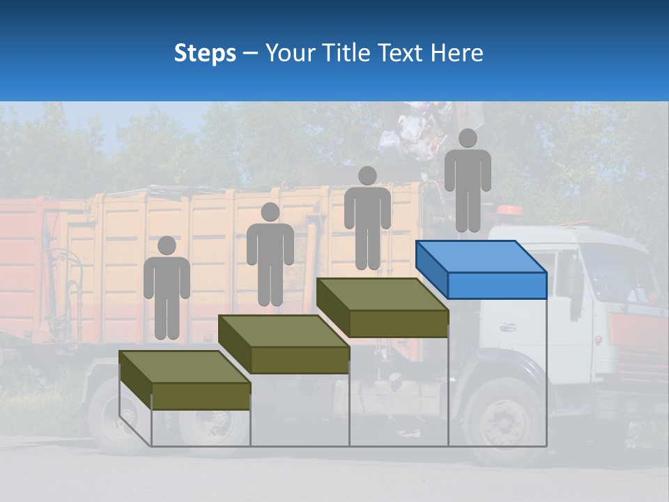 A Yellow And Orange Truck Parked On The Side Of A Road PowerPoint Template