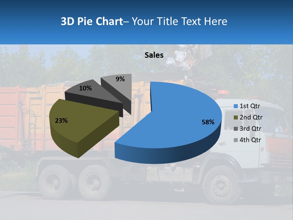 A Yellow And Orange Truck Parked On The Side Of A Road PowerPoint Template