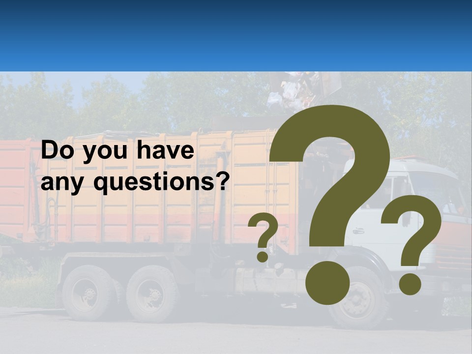A Yellow And Orange Truck Parked On The Side Of A Road PowerPoint Template