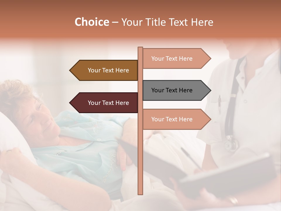 A Woman Laying In A Hospital Bed With A Nurse Next To Her PowerPoint Template