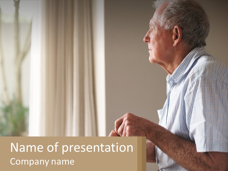 A Man Sitting In A Chair Looking Out A Window PowerPoint Template