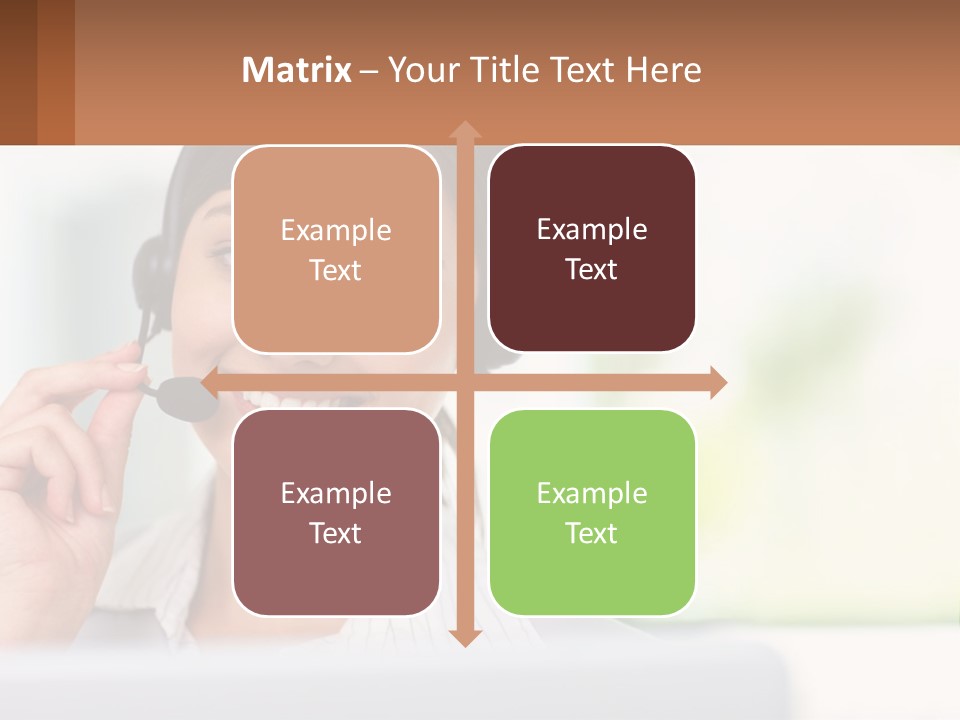 A Woman Wearing A Headset With A Business Card In Front Of Her PowerPoint Template