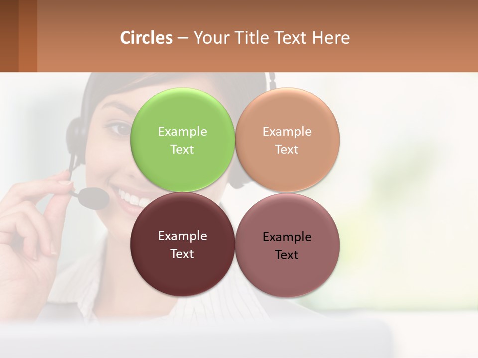 A Woman Wearing A Headset With A Business Card In Front Of Her PowerPoint Template