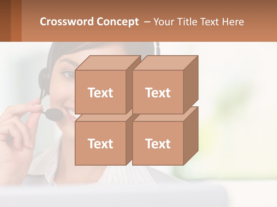 A Woman Wearing A Headset With A Business Card In Front Of Her PowerPoint Template