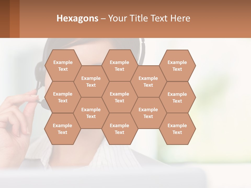 A Woman Wearing A Headset With A Business Card In Front Of Her PowerPoint Template