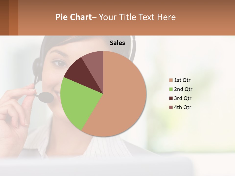 A Woman Wearing A Headset With A Business Card In Front Of Her PowerPoint Template