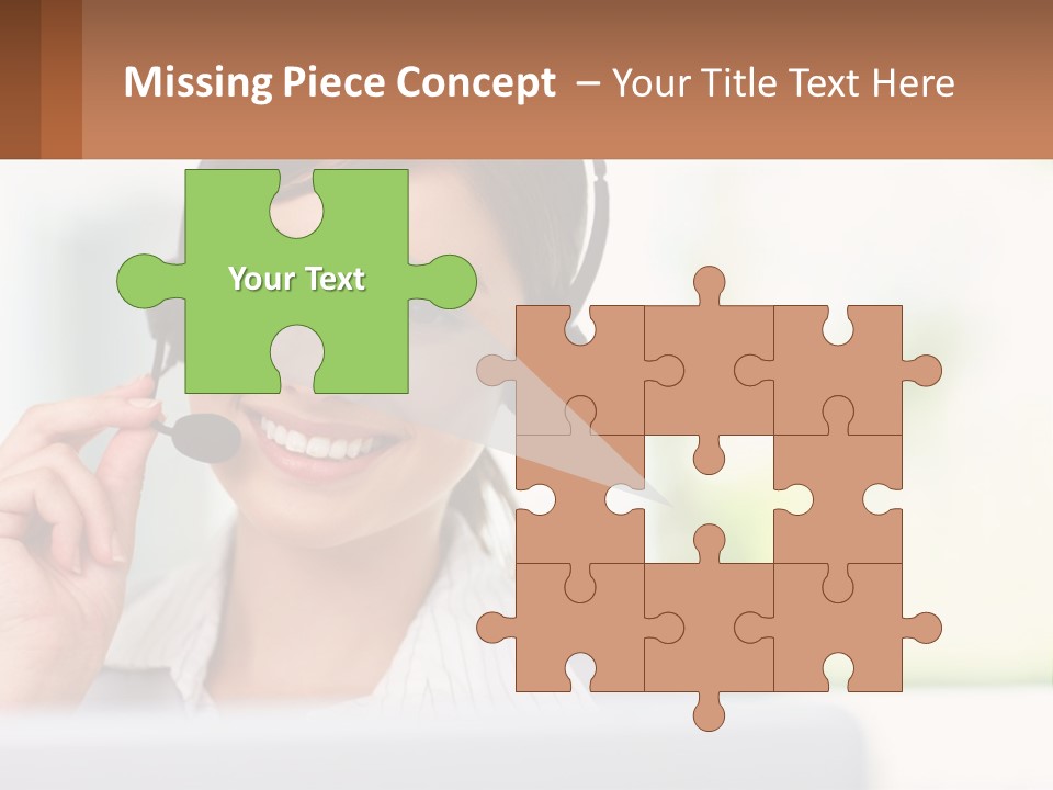 A Woman Wearing A Headset With A Business Card In Front Of Her PowerPoint Template