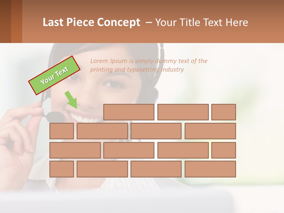 A Woman Wearing A Headset With A Business Card In Front Of Her PowerPoint Template