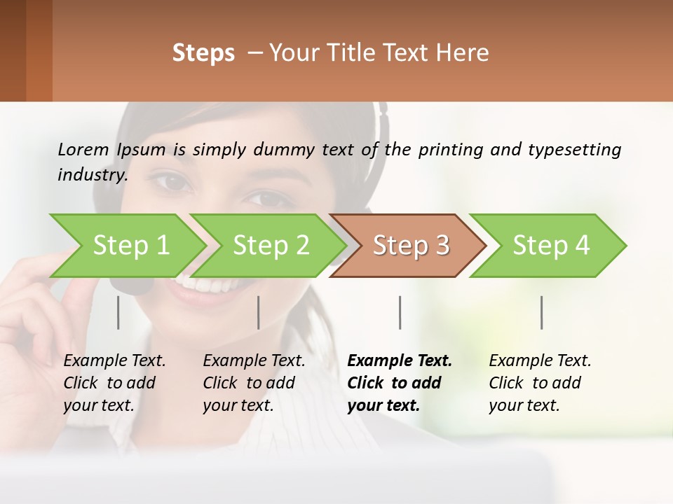 A Woman Wearing A Headset With A Business Card In Front Of Her PowerPoint Template