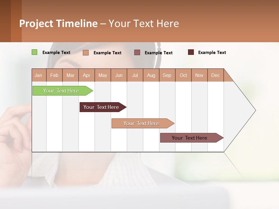 A Woman Wearing A Headset With A Business Card In Front Of Her PowerPoint Template