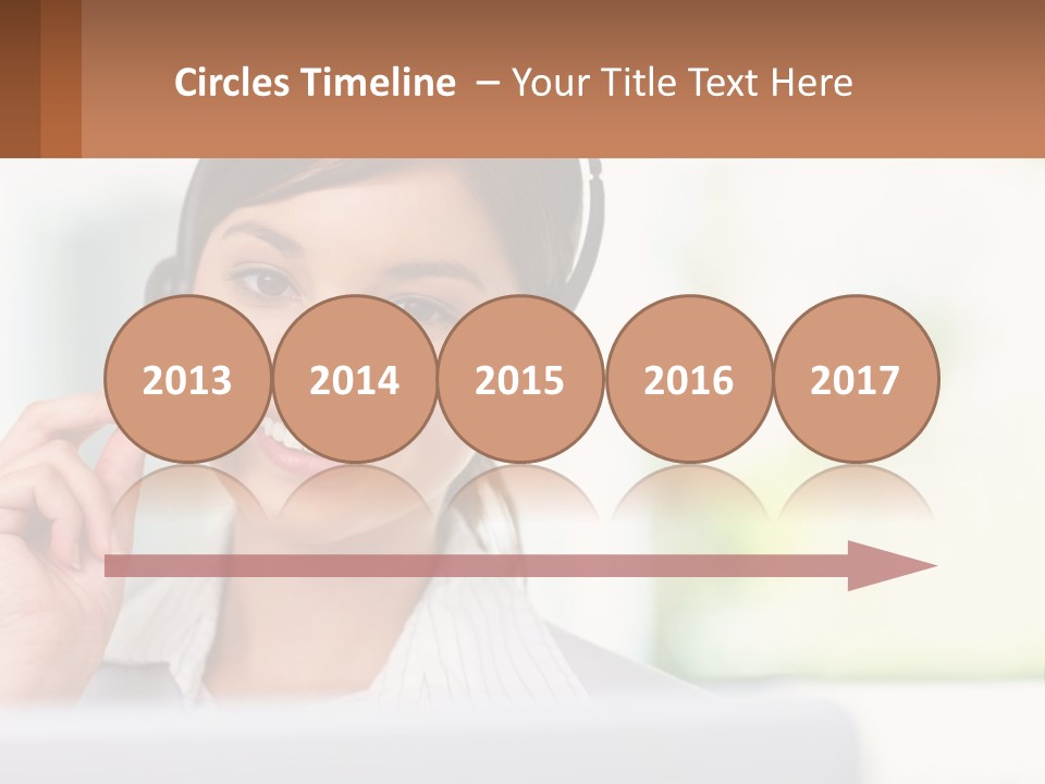 A Woman Wearing A Headset With A Business Card In Front Of Her PowerPoint Template