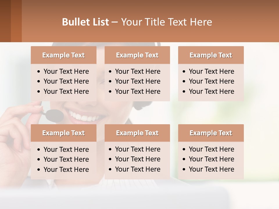 A Woman Wearing A Headset With A Business Card In Front Of Her PowerPoint Template