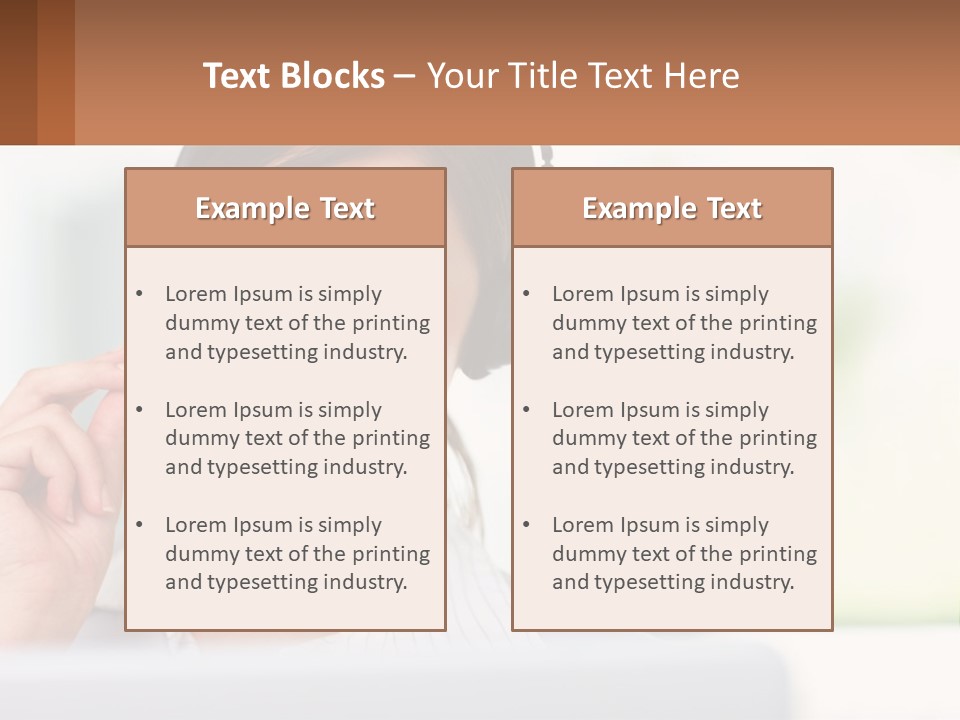 A Woman Wearing A Headset With A Business Card In Front Of Her PowerPoint Template