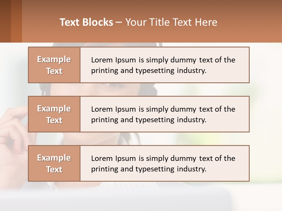 A Woman Wearing A Headset With A Business Card In Front Of Her PowerPoint Template