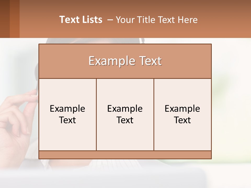 A Woman Wearing A Headset With A Business Card In Front Of Her PowerPoint Template