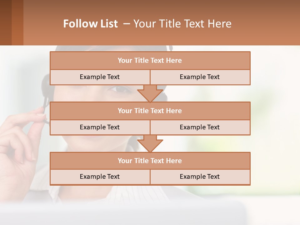 A Woman Wearing A Headset With A Business Card In Front Of Her PowerPoint Template