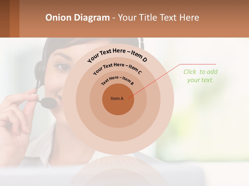 A Woman Wearing A Headset With A Business Card In Front Of Her PowerPoint Template