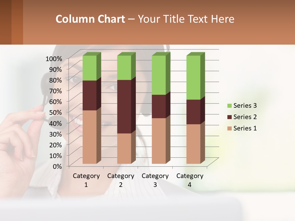 A Woman Wearing A Headset With A Business Card In Front Of Her PowerPoint Template