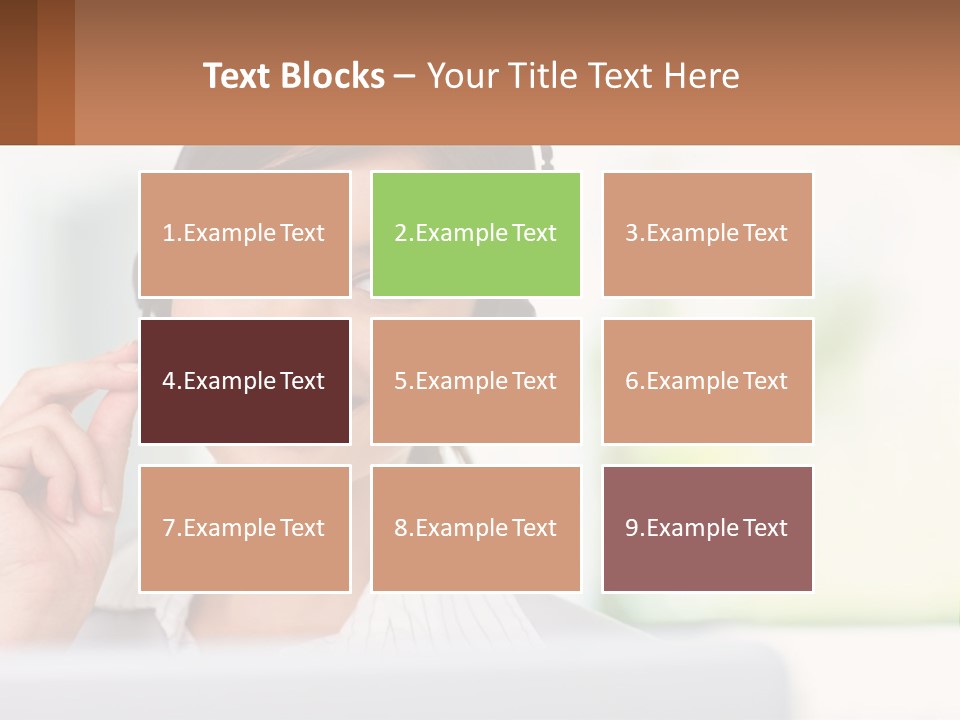 A Woman Wearing A Headset With A Business Card In Front Of Her PowerPoint Template