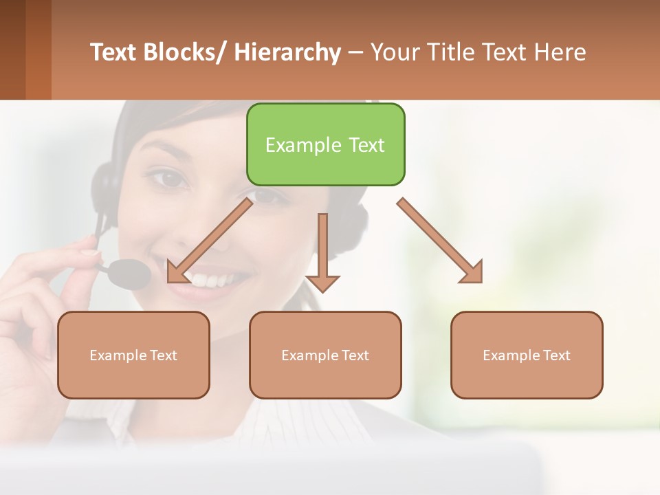 A Woman Wearing A Headset With A Business Card In Front Of Her PowerPoint Template